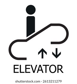  disabled icon. toilet pictogram. Elevator and Escalator public signs. Signposts on black and white vector.