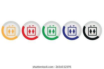  disabled icon. toilet pictogram. Elevator and Escalator public signs. Signposts on black and white vector.