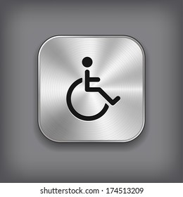 Disabled icon - vector metal app button with shadow