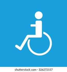 Disabled icon, white simple image isolated on blue background