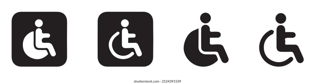 Disabled icons, logo, symbol, Wheelchair symbols, handicapped access signs set. Eps 10