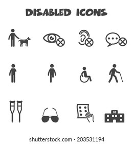 disabled icons, mono vector symbols