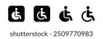 Disabled icons, Wheelchair symbols, handicapped access signs set. Wheelchair, handicapped access sign or symbols. Disabled handicap icons. Wheelchair icon symbol set