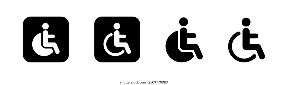 Disabled icons, Wheelchair symbols, handicapped access signs set. Wheelchair, handicapped access sign or symbols. Disabled handicap icons. Wheelchair icon symbol set