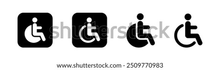 Disabled icons, Wheelchair symbols, handicapped access signs set. Wheelchair, handicapped access sign or symbols. Disabled handicap icons. Wheelchair icon symbol set