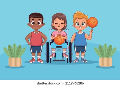 Disabled Kids With Sport Cloth