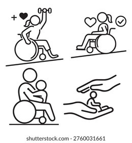 Disabled Lifestyle Activity Icon Set