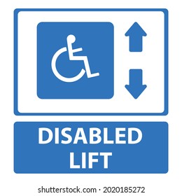 Elevación deshabilitada. Signo de ascensor que sólo pueden usar personas con discapacidad. Diseño de vectores Eps 10.