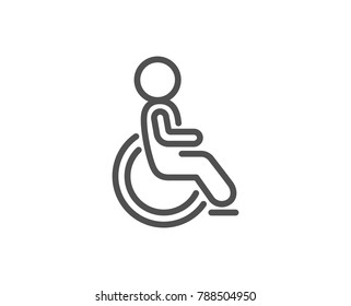 Disabled line icon. Handicapped wheelchair sign. Person transportation symbol. Quality design element. Editable stroke. Vector