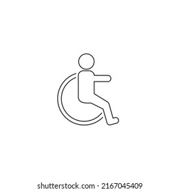 Ilustración vectorial de icono de línea deshabilitada. símbolo de silla de ruedas