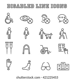 disabled line icons, mono vector symbols