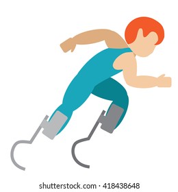 Disabled male athlete, runner sport vector
