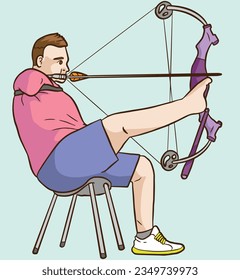 Disabled Man Athlete Archery Sports