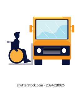 behinderter Mann, der mit dem Bus alleine fährt