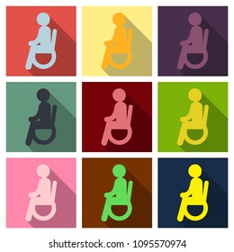 disabled man isolated on background. a man in a wheelchair. vector illustration. disabled man.