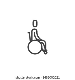 Disabled man line icon. linear style sign for mobile concept and web design. Handicapped patient outline vector icon. Symbol, logo illustration. Vector graphics