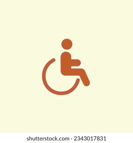 Signo de estilo lineal masculino desactivado. ilustración vectorial de contorno de silla de ruedas.