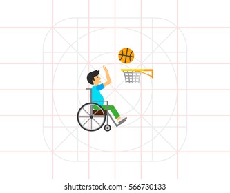 Disabled Man Playing Basketball Icon