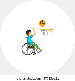 Disabled Man Playing Basketball Icon