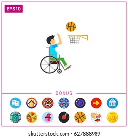 Disabled Man Playing Basketball Icon