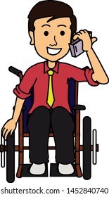 disabled man talking on his phone
