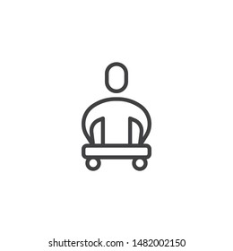 Disabled man wheelchair line icon. linear style sign for mobile concept and web design. Amputated leg man outline vector icon. Symbol, logo illustration. Vector graphics
