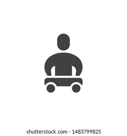 Disabled man wheelchair vector icon. filled flat sign for mobile concept and web design. Amputated leg man glyph icon. Symbol, logo illustration. Vector graphics
