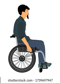 Disabled Man Wheelchair Vector Illustration Isolated Stock Vector ...