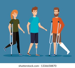 disabled men with physical rehabilitation of injury