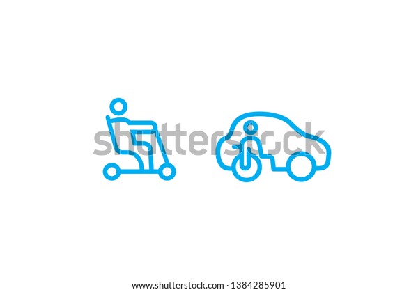 Disabled\
mobility vehicle human car scooter\
icons