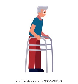 disabled old man with walker isolated style