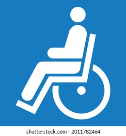 Disabled parking permit vector illustration. Blue Badge or handicapped placard with white wheelchair icon on blue background