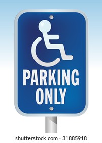 Disabled Parking Sign: Stylish 3D illustration of disabled parking sign. Easy-edit file.