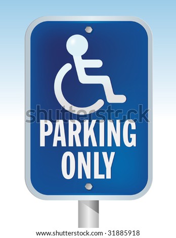 Disabled Parking Sign: Stylish 3D illustration of disabled parking sign. Easy-edit file.