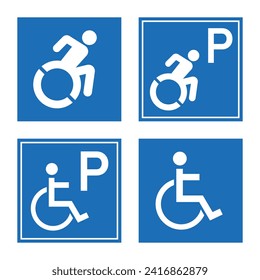 disabled parking signs with handicapped symbol, parking places reserved for disabled person