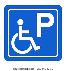 Disabled Parking symbol sign vector Illustration, Isolate on blue background label.