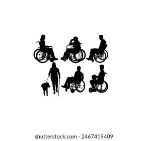 Disabled People Activity Silhouettes, art vector design
