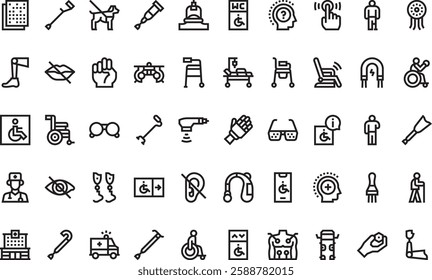 Disabled people assistance icons High-Quality Vector Icons Collection with Editable Stroke. Ideal for Professional and Creative Projects.