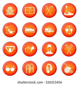 Disabled people care set in simple style for any design