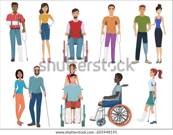 Disabled People Friends Helping Them Set Stock Vector (Royalty Free ...