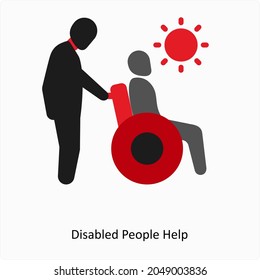 Disabled People Help Icon or Concept