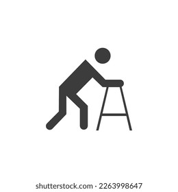 Disabled People Icon Black and White Vector Graphic