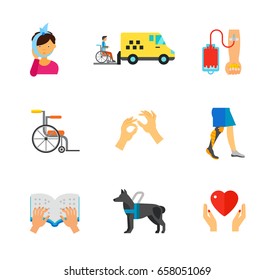 Disabled people icon set