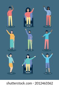 diseño de conjunto de iconos para personas con discapacidad