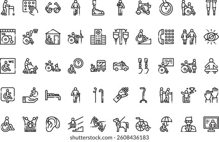 Disabled people icons High-Quality Vector Icons Collection with Editable Stroke. Ideal for Professional and Creative Projects