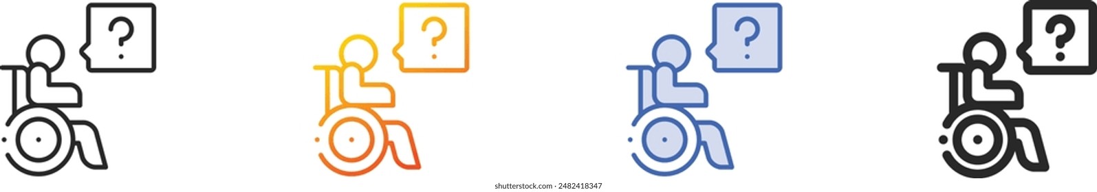 disabled people icon.Thin Linear, Gradient, Blue Stroke and bold Style Design Isolated On White Background