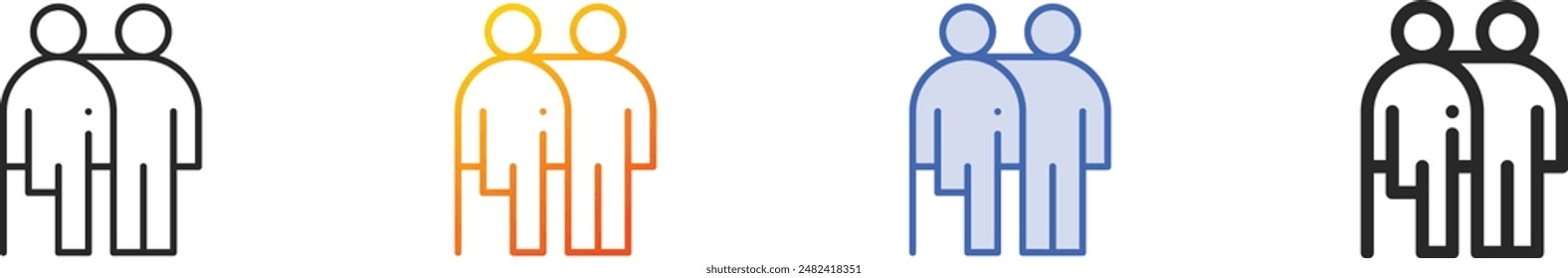disabled people icon.Thin Linear, Gradient, Blue Stroke and bold Style Design Isolated On White Background