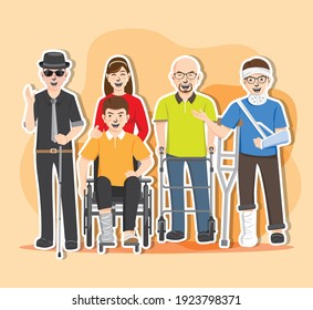 Vector de ilustración para personas con discapacidad, Día Mundial de la Discapacidad