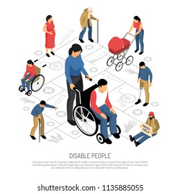 Disabled People Isometric Composition
