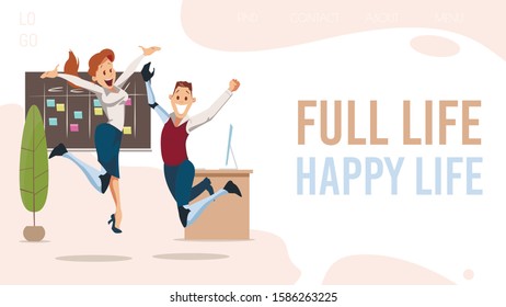 Disabled People Job Search Online Service Trendy Flat Vector Web Banner, Landing Page Template. Disabled Man and Woman, Female and Male Entrepreneurs, Employees with Hand, Leg Prosthesis Illustration